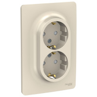 розетка двойная, со шторками, с заземлением, винт. зажим., бежевый розетка двойная, со шторками, с заземлением, винт. зажим., бежевый