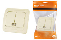 Выключатель 2-кл. с подсветкой 10А сл. кость "Валдай" TDM Electric, SQ1804-0106