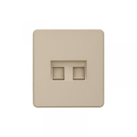 KRANZ ROUND Розетка компьютерная двойная RJ45+RJ45 кат6 с/у шелк, с 1-пост. рамкой, KR-78-0725-7