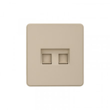 KRANZ ROUND Розетка компьютерная двойная RJ45+RJ45 кат6 с/у шелк, с 1-пост. рамкой, KR-78-0725-7