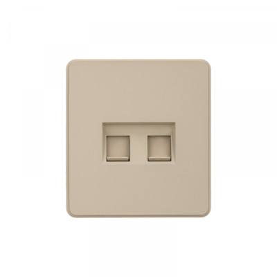 KRANZ ROUND Розетка компьютерная двойная RJ45+RJ45 кат6 с/у шелк, с 1-пост. рамкой, KR-78-0725-7