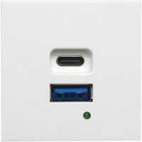 Donel USB зарядное устройство, 4.2A , 65W, Type A + C, 2 мод., бел. (45х45мм), DUSB4200WAF