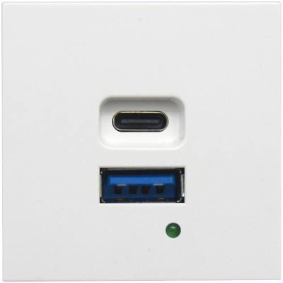Donel USB зарядное устройство, 4.2A , 65W, Type A + C, 2 мод., бел. (45х45мм), DUSB4200WAF