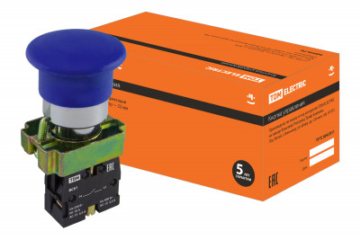 Кнопка BС61 "Грибок" без подсветки синий 1з TDM Electric, SQ0704-0046