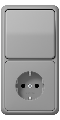 Jung Блок: Выключатель 1-клавишный с розеткой 2к+з,  серия CD 500