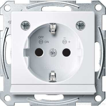 SM Розетка с индикатором и шторк. 2К+З 16А 250В~, активно-бел.