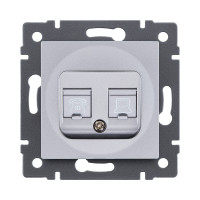 Розетка двойная RJ11 + RJ45 Cat.5, серый Kollinger REA-011GY для Aspekt, Eleganz, Reflex Розетка двойная RJ11 + RJ45 Cat.5, серый Kollinger REA-011GY для Aspekt, Eleganz, Reflex