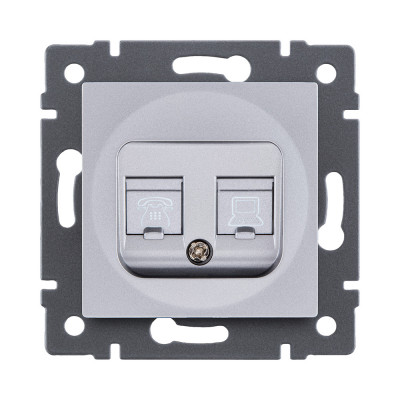 Розетка двойная RJ11 + RJ45 Cat.5, серый Kollinger REA-011GY для Aspekt, Eleganz, Reflex