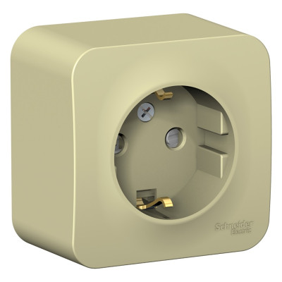 BLANCA О/У РОЗЕТКА с заземлением со шторками изолирующая пластина, 16А, 250В, БЕЖЕВЫЙ