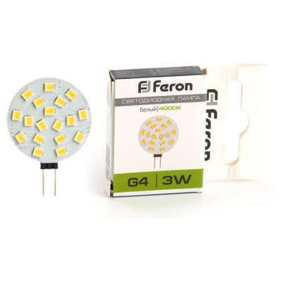 Лампа светодиодная, (3W) 12V G4 4000K JC, LB-16, Feron 25093