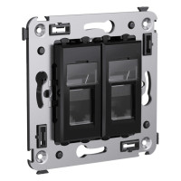 4402364 - ДКС Компьютерная розетка RJ-45 в стену, кат.5e двойная экранированная,"Avanti", "Черный квадрат"
