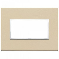 Vimar Накладка Eikon Evo на 4 модуля, натуральная кожа кремовая, 21654.21