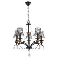 LUSSOLE ARIVACA Люстра подвесная, цвет основания - черный, плафон - металл (цвет - черный), 5x40W E14, LSP-8103