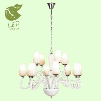 LUSSOLE CATALINA Люстра подвесная, цвет основания - хром, плафон - стекло (цвет - белый), 12x6W E14, GRLSP-8263