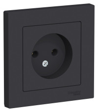 ATN001040 - ATLASDESIGN РОЗЕТКА без заземления без шторок, 16А, в сборе, КАРБОН, Systeme Electric