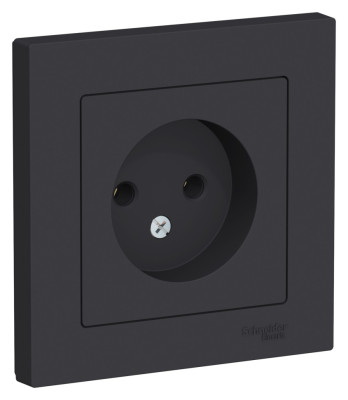ATN001040 - ATLASDESIGN РОЗЕТКА без заземления без шторок, 16А, в сборе, КАРБОН, Systeme Electric