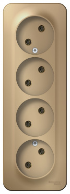 BLANCA О/У РОЗЕТКА 4-ая без заземления без штор. ИЗОЛ.ПЛ.,16А, 250В, ТИТАН