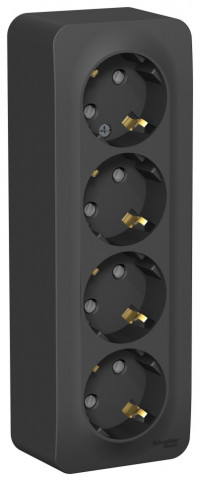 BLANCA О/У РОЗЕТКА 4-я с заземл. со шторк. изолирующая пластина,16А, 250В, АНТРАЦИТ BLANCA О/У РОЗЕТКА 4-я с заземл. со шторк. изолирующая пластина,16А, 250В, АНТРАЦИТ