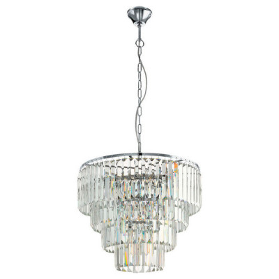 39514 Подвес AGRIGENTO, 7x40W(E14), ?485, H1500, сталь, хром/хрусталь, прозрачный