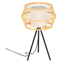 390235 Настольная лампа MONTERROSO, 1X40W (E27), H560, сталь, черный / дерево, текстиль, натуральный