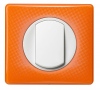Legrand Выключатель 1-клавишный, вставка - белый, классика - Оранжевый муар, серия Celiane