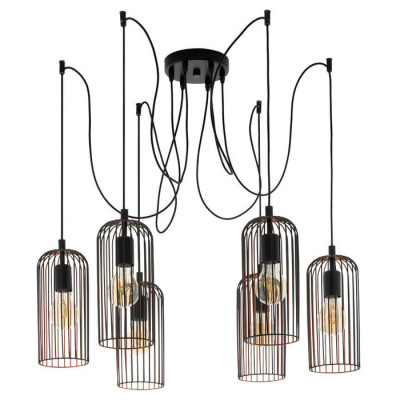 49643 Подвес ROCCAMENA, 6х60W (E27), L765, B165, H1300, сталь, черный, медь