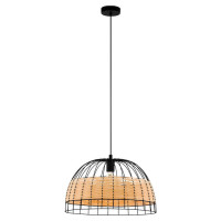 43312 Подвес ANWICK, 1x40W(E27), ?500, сталь, черный/ротанг, натуральный
