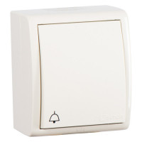 Simon 1594160-031 Simon15 IP54  Кнопка с символом «звонок» с подсветкой 10А 250В~, винт. зажим, сл. кость