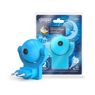 Светильник розеточный MOOD 0,5W 220-240V синий с фиксированной проекцией и датчиком освещённости LED 1/50, DIY0033