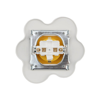 Розетка одноместная HAPPY Яичница с/у, с/з, со шторками, желтая/белая KRANZ, KR-78-0631