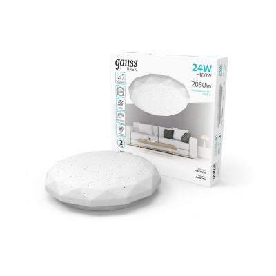 Светильник Gauss Basic Space Diamond НПС 24W 2050lm 4000K 220-240V IP20 340*75 LED 1/20, 995439224