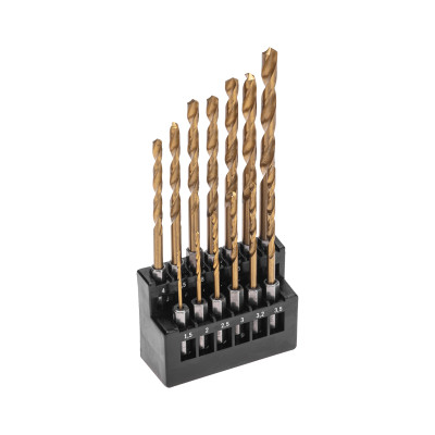 Набор сверл по металлу, 1,5-6,5мм (через 0,5мм, 3,2мм, 4,8мм), HSS, ТИТАН, шестигранный хвостовик, 13 шт. KRANZ, KR-91-0622