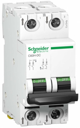 Schneider Electric Acti 9 C60H-DC Автоматический выключатель 2P 1A (C) 500В DC