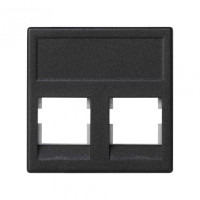 Simon Connect Розетка прямая для передачи данных на 2 разъема RJ45 без шторок цвета графит K45, KB076-14