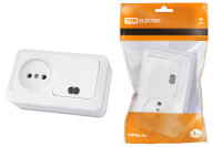 Блок комбинированный выкл. 1-кл. с/п 10А + розетка 2П 10А 250В БКВР IP20 белый "Ладога" TDM Electric, SQ1801-0107