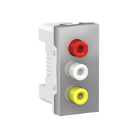 NU343130 - Unica modular розетка 3 rca, 2 модуля, алюминий NU343130 - Unica modular розетка 3 rca, 2 модуля, алюминий
