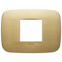 19682.12 - Vimar Накладка Round на 2 модуля центрально латунь зачищенная щеткой