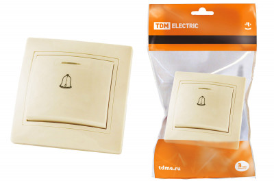 Кнопка звонковая с подсветкой 6А сл. кость "Таймыр" TDM Electric, SQ1814-0110