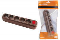 Колодка розеточная 5 гнезд 2П+3 с выключателем16А 250В "Эко" (бук) TDM Electric, SQ1806-0069