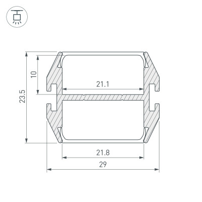 Профиль PLS-LOCK-DUAL-2000 ANOD (Arlight, Алюминий), 032864