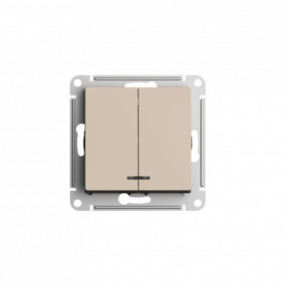 ATN001253 - ATLASDESIGN 2-клавишный ВЫКЛЮЧАТЕЛЬ с подсветкой, сх.5а, 10АХ, механизм, ПЕСОЧНЫЙ, Systeme Electric