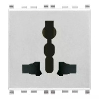 Vimar Розетка SICURY 2P+T 10A мультистандарт, серебро матовое, 20257.N