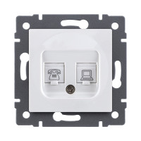 Розетка двойная RJ11 + RJ45 Cat.5, белый Kollinger REA-011WH для Aspekt, Eleganz, Reflex Розетка двойная RJ11 + RJ45 Cat.5, белый Kollinger REA-011WH для Aspekt, Eleganz, Reflex