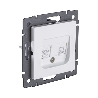 Розетка двойная RJ11 + RJ45 Cat.5, белый Kollinger REA-011WH для Aspekt, Eleganz, Reflex