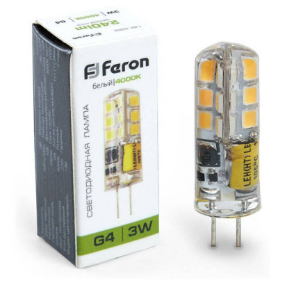 Лампа светодиодная, (3W) 12V G4 4000K JC, LB-422, Feron 25532