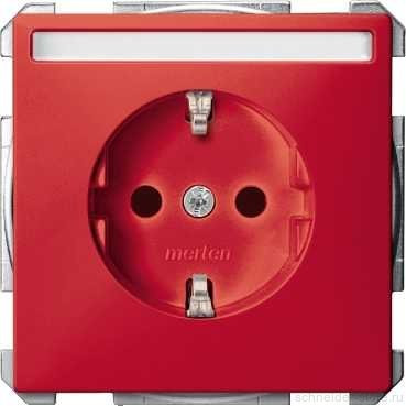 SD Розетка со шторк. и полем для надписи 2К+З 16А 250В~, рубиновый