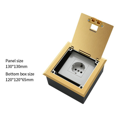 Люк напольный на 1 модуль (горизонт.), металлический, h=65мм, с рамкой, крышка без углубления, TIMIUX, золото, EU1GH65R GD