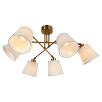 LUSSOLE PINAL Люстра потолочная, цвет основания - бронзовый, плафон - ткань (цвет - бежевый), 6x40W E14, LSP-8191