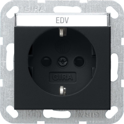0462005 Gira Розетка с з/к, защитой от детей и полем для надписи