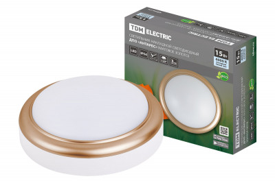Светильник накладной LED ДПО "Антарес" 15Вт 4000К круг 180*66 мм мат.золото IP54 TDM Electric, SQ0354-0018